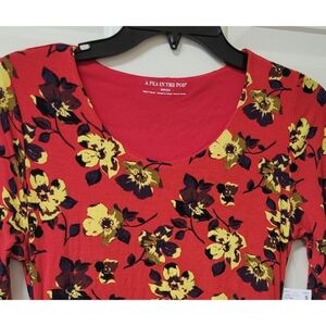 A Pea In The Pod Bodycon Maternity Midi Ruched Dress Red Floral Small S NEW $88